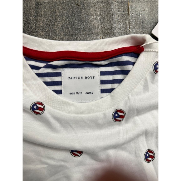NWT Cactus Boys Kids White Puerto Rico Flag All Over Print T Shirt Size 11 12 - Picture 4 of 5